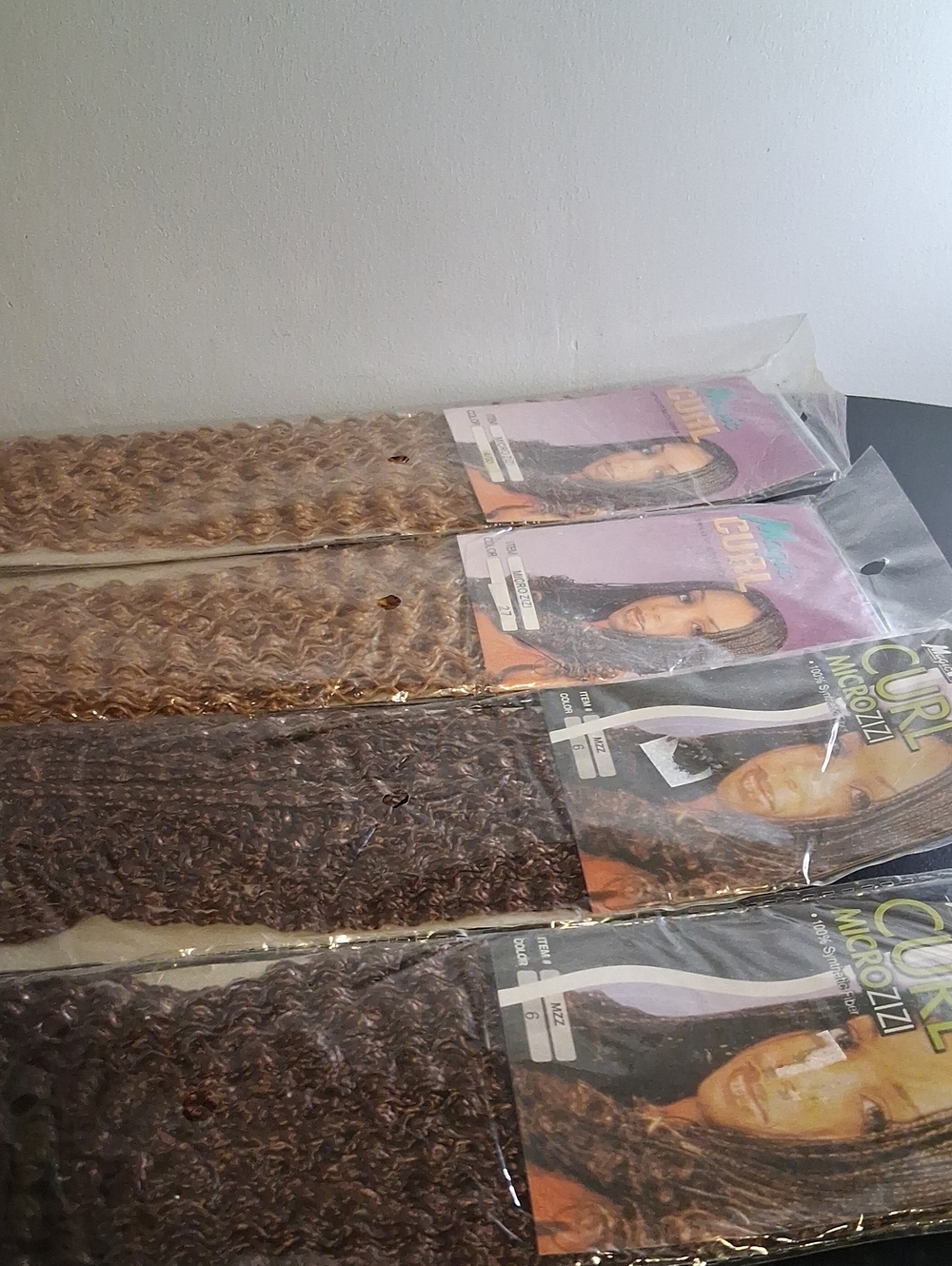 Micro Braid Curly Synthetic Hair Extensions - Brown Ombre 4 Pack Bundle